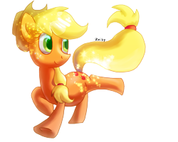 Size: 1500x1200 | Tagged: safe, artist:zoiby, applejack, earth pony, pony, glitter, looking back, simple background, solo