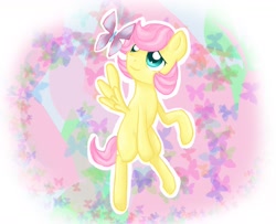 Size: 1800x1463 | Tagged: safe, artist:masternighthawk, butterscotch, fluttershy, butterfly, pegasus, pony, colt, rule 63, solo