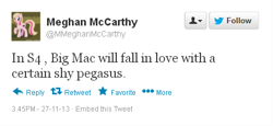 Size: 470x216 | Tagged: safe, big macintosh, fluttershy, earth pony, pony, fake, fluttermac, male, meghan mccarthy, op is trying to start shit, seems legit, shipping, stallion, straight, twitter