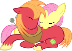 Size: 1280x914 | Tagged: safe, big macintosh, fluttershy, earth pony, pegasus, pony, fluttermac, male, shipping, simple background, stallion, straight, transparent background, vector