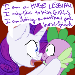 Size: 1280x1280 | Tagged: safe, artist:rastaquouere69, rarity, spike, dragon, pony, unicorn, ask rarity and pinkie, boop, eye contact, female, lesbian, noseboop, open mouth, puffy cheeks, raripie, shipping, shipping denied, unrequited, wide eyes