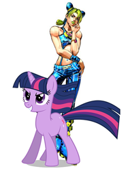 Size: 480x640 | Tagged: safe, derpibooru import, twilight sparkle, jojo's bizarre adventure, jolyne kujo, miyuki sawashiro, voice actor joke