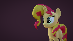 Size: 1920x1080 | Tagged: safe, artist:calliegreen, sunset shimmer, pony, 3d, blender, simple background, solo