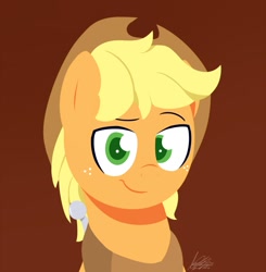 Size: 799x816 | Tagged: safe, artist:nolycs, applejack, applejack (male), earth pony, pony, brown background, cowboy hat, hat, lineless, looking at you, male, rule 63, simple background, solo, stallion, yoke