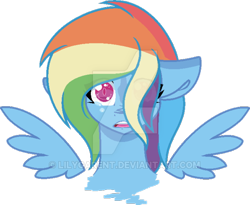 Size: 600x491 | Tagged: safe, artist:lilygarent, derpibooru import, rainbow dash, pegasus, pony, bust, portrait, simple background, solo, teary eyes, transparent background, watermark