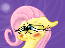 Size: 1024x768 | Tagged: safe, artist:nocturnalmeteor, fluttershy, pegasus, pony, blushing, scrunchy face, solo