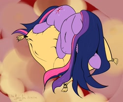 Size: 1540x1287 | Tagged: safe, artist:thelunarsea, derpibooru import, twilight sparkle, pillow, sleeping