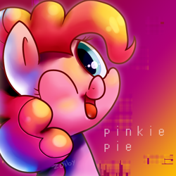 Size: 1000x1000 | Tagged: safe, artist:zoiby, pinkie pie, earth pony, pony, cute, diapinkes, solo, wink