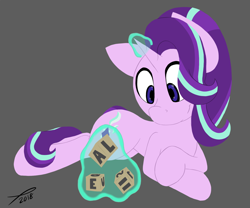 Size: 1924x1598 | Tagged: safe, artist:platenjack, starlight glimmer, pony, unicorn, cute, female, glimmerbetes, gray background, levitation, magic, mare, simple background, solo, telekinesis