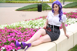 Size: 850x567 | Tagged: safe, artist:enchantedcupcake, rarity, human, blouse, clothes, cosplay, glasses, high heels, irl, irl human, legs, photo, skirt, solo, tube skirt