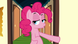 Size: 1366x768 | Tagged: safe, screencap, pinkie pie, earth pony, pony, mmmystery on the friendship express, female, mare, pink coat, pink mane, solo