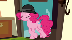 Size: 1050x590 | Tagged: safe, screencap, pinkie pie, earth pony, pony, mmmystery on the friendship express, hat, solo
