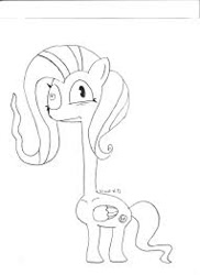 Size: 191x263 | Tagged: safe, fluttershy, pegasus, pony, female, mare, monochrome, simple background, solo, white background