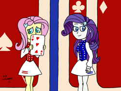 Size: 1024x768 | Tagged: safe, artist:djgames, fluttershy, rarity, equestria girls, card sharks, gameshow