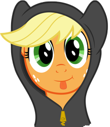 Size: 1976x2281 | Tagged: safe, artist:clamstacker, applejack, earth pony, pony, clothes, hoodie, simple background, solo, tongue out, transparent background, vector
