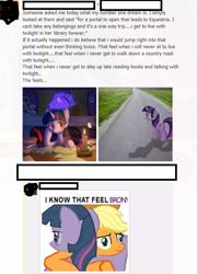 Size: 523x725 | Tagged: safe, screencap, applejack, twilight sparkle, earth pony, pony, brony, text, that feel