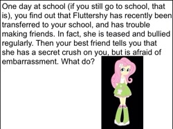 Size: 640x477 | Tagged: safe, fluttershy, equestria girls, bronybait, meme, solo, what do