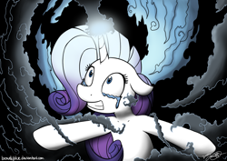 Size: 1200x850 | Tagged: safe, artist:bravelyart, nightmare rarity, rarity, pony, unicorn, crying, solo