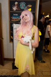 Size: 1365x2048 | Tagged: artist needed, safe, angel bunny, fluttershy, human, convention, cosplay, irl, irl human, nan desu kan, nan desu kan 2013, photo, plushie, solo