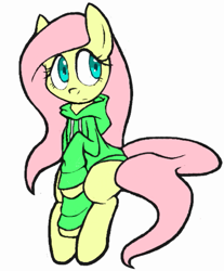 Size: 621x750 | Tagged: safe, artist:apony, fluttershy, pegasus, pony, bottomless, clothes, flockdraw, hoodie, solo