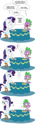 Size: 700x2465 | Tagged: safe, artist:pabloracer, artist:pia-sama, rarity, spike, dragon, pony, unicorn, awkward, awkward moment, blushing, comic, cute, date, dialogue, female, food, laughing, male, nervous, restaurant, shipping, shy, sparity, straight, table, translation request