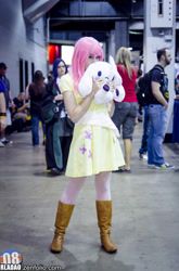 Size: 3197x4853 | Tagged: artist needed, safe, fluttershy, human, boots, chicago comicon, convention, cosplay, irl, irl human, photo, plushie, wizard world chicago