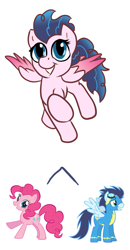 Size: 539x1033 | Tagged: safe, artist:desert-sage, pinkie pie, soarin', oc, earth pony, pony, offspring, parent:pinkie pie, parent:soarin', parents:soarinpie