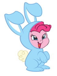 Size: 771x1037 | Tagged: safe, artist:carnifex, edit, pinkie pie, earth pony, pony, bunny costume, clothes, forced meme, meme, pinkieface, solo