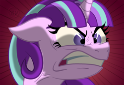 Size: 1050x727 | Tagged: safe, artist:nanook123, starlight glimmer, pony, unicorn, the cutie map, angry, female, glare, mare, quiet, ragelight glimmer, s5 starlight, scene interpretation, solo, this will end in gulag, villainous breakdown