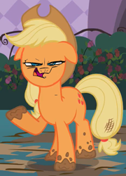 Size: 466x647 | Tagged: safe, edit, applejack, earth pony, pony, dirty, faic, nighmurr mun, solo