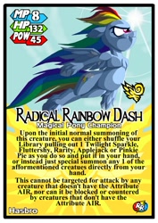 Size: 496x701 | Tagged: safe, artist:terry, derpibooru import, rainbow dash, pegasus, pony, card game, unshorn fetlocks