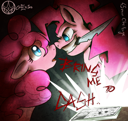 Size: 1000x948 | Tagged: safe, artist:aeritus, pinkie pie, earth pony, pony, female, knife, mare, multeity, pink coat, pink mane