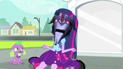 Size: 795x449 | Tagged: safe, derpibooru import, edit, edited screencap, screencap, spike, twilight sparkle, dog, equestria girls, equestria girls (movie), duo, exploitable meme, pun, spike the dog, starscream, transformers, twiscream