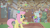 Size: 1280x720 | Tagged: safe, derpibooru import, screencap, fluttershy, rainbow dash, rarity, twilight sparkle, unicorn twilight, parasprite, pegasus, pony, unicorn, swarm of the century, female, fluttershy's cottage, mare, swarm