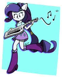 Size: 2600x3234 | Tagged: safe, artist:dahhez, rarity, equestria girls, player piano, rainbow rocks, keytar, musical instrument, ponied up, solo