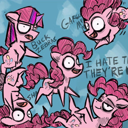 Size: 5000x5000 | Tagged: safe, artist:sharpieboss, pinkie pie, earth pony, pony, absurd resolution, fun fun fun, multeity