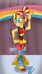 Size: 750x1300 | Tagged: safe, artist:snakeythingy, sunset shimmer, dance magic, equestria girls, spoiler:eqg specials, blushing, clothes, dancing, dress, magic, mummification, solo, story included, wrapping