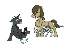 Size: 1024x768 | Tagged: safe, artist:timelord909, derpy hooves, doctor whooves, oc, pegasus, pony, blank flank, female, mare, muscles