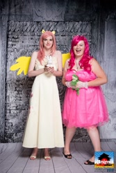 Size: 1365x2047 | Tagged: safe, fluttershy, pinkie pie, human, cosplay, irl, irl human, photo