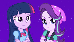 Size: 800x454 | Tagged: safe, starlight glimmer, twilight sparkle, equestria girls, counterparts, purple, twilight's counterparts