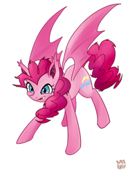 Size: 600x800 | Tagged: safe, artist:norang94, pinkie pie, bat pony, pony, bat ponified, fangs, pinkiebat, race swap, solo