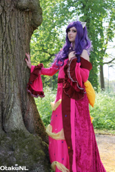 Size: 2848x4272 | Tagged: safe, artist:ilunaneko, rarity, human, 2014, clothes, convention, cosplay, dress, elfia haarzuilens, gala dress, irl, irl human, photo, solo, tree