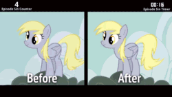 Size: 854x480 | Tagged: safe, edit, edited screencap, screencap, derpy hooves, pegasus, pony, the last roundup, animated, cinemare sins, comments locked on derpi, comparison, derpygate, drama, drama bait, female, mare, op is a cuck, op is trying to start shit, op meant well
