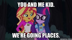 Size: 600x337 | Tagged: safe, edit, edited screencap, screencap, sci-twi, sunset shimmer, twilight sparkle, equestria girls, legend of everfree, image macro, meme