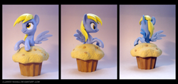 Size: 3800x1800 | Tagged: safe, artist:clawed-nyasu, derpy hooves, pegasus, pony, 3d print, female, mare, muffin, photo, solo
