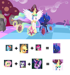 Size: 1280x1376 | Tagged: safe, derpibooru import, applejack, fluttershy, pinkie pie, princess celestia, princess luna, rainbow dash, rarity, twilight sparkle, twilight sparkle (alicorn), alicorn, earth pony, pegasus, pony, unicorn, princess twilight sparkle (episode), chart, element of generosity, element of honesty, element of kindness, element of laughter, element of loyalty, element of magic, elements of harmony, female, mane six, mare