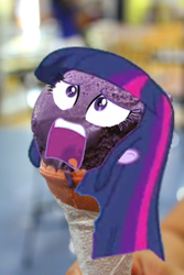 Size: 420x630 | Tagged: safe, derpibooru import, twilight sparkle, equestria girls, exploitable meme, ice cream, meme, pun, purple yam ice cream, twiscream