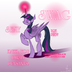 Size: 1000x1000 | Tagged: safe, artist:php15, derpibooru import, twilight sparkle, twilight sparkle (alicorn), alicorn, pony, female, magic, mare, smug, smuglight sparkle, solo, swag, tyrant sparkle