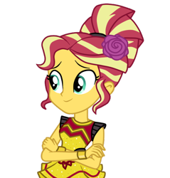 Size: 540x564 | Tagged: safe, artist:mlpsunsetdash, sunset shimmer, dance magic, equestria girls, spoiler:eqg specials, alternate hairstyle, clothes, crossed arms, dress, female, simple background, solo, transparent background, vector