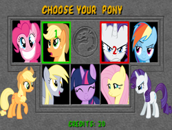 Size: 630x479 | Tagged: safe, artist:sonicthehedgehogpl, applejack, derpy hooves, fluttershy, pinkie pie, rainbow dash, rarity, twilight sparkle, earth pony, pegasus, pony, unicorn, female, mane six, mare, mortal kombat